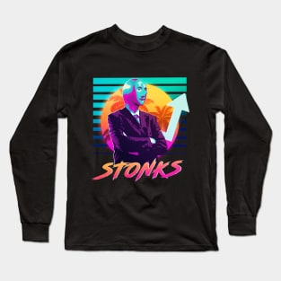 Stonks, Dank memes, vintage v1 Long Sleeve T-Shirt